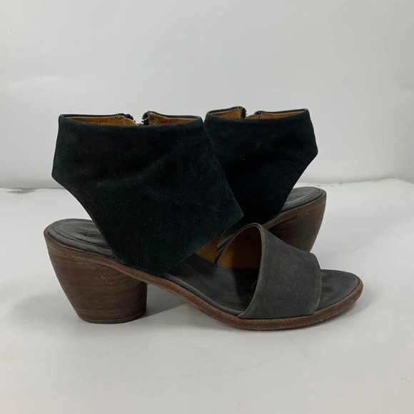 P. Monjo Women Suede Leather Side Zip Open Toe Heeled Sandals Size 8.5 - Picture 6 of 16